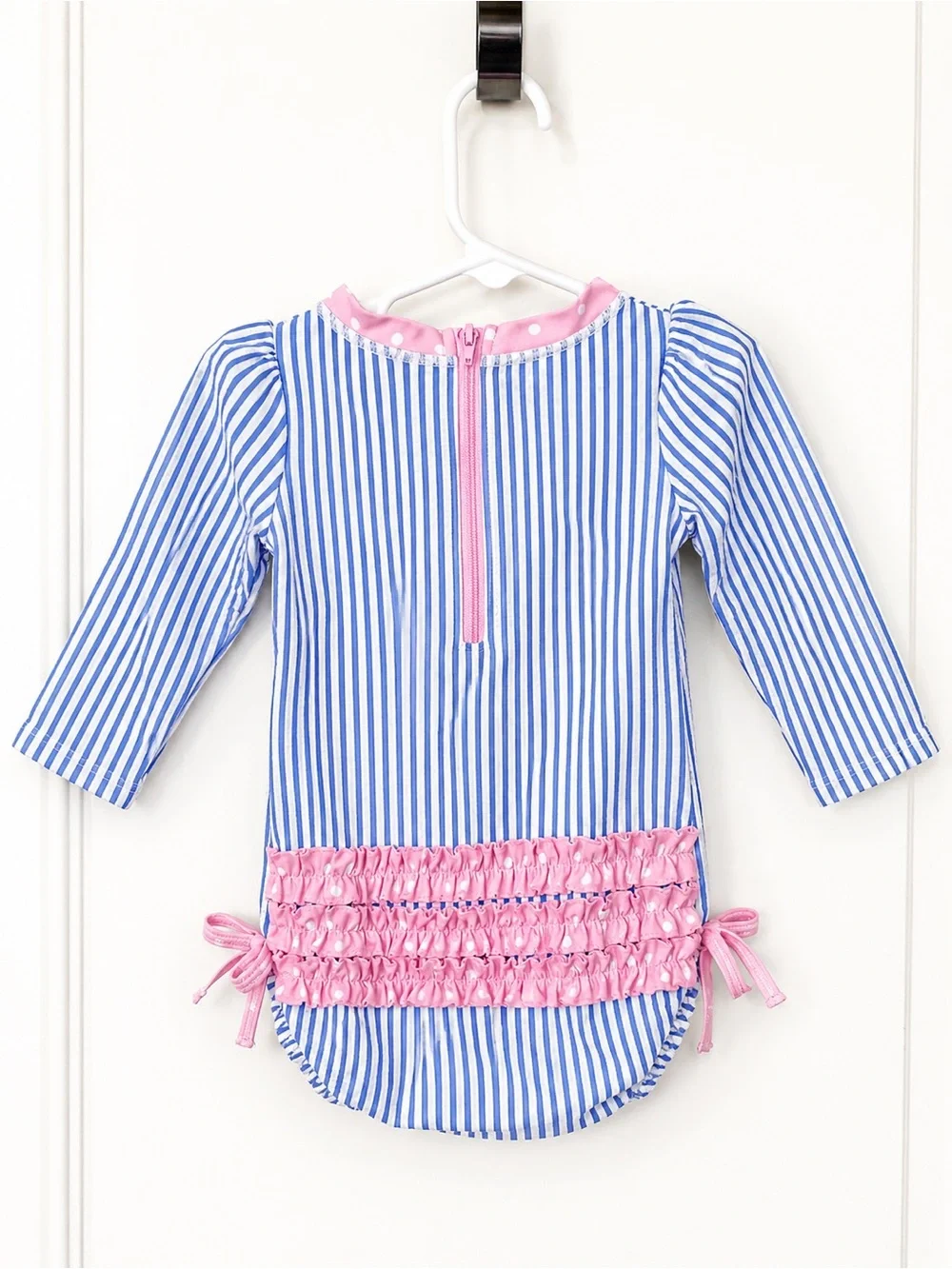 RuffleButts Long Sleeve Rash Guard Swimsuit 12-18 Months